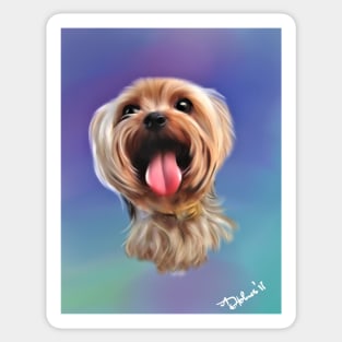 Yorkshire Terrier Puppy Dog Digital Oil Painting Sticker